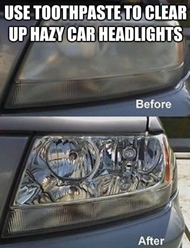 Toothpaste clears hazy car headlamps  Hmm I wonder if this works