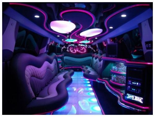 The interior of the limo I would love at our wedding
