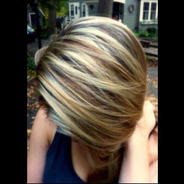 Fresh color for fall. Blonde highlights + caramel lowlights. Love this color