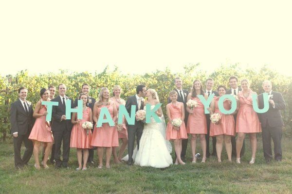 Wedding Thank You Photo: Have your wedding party pose with letters spelling out