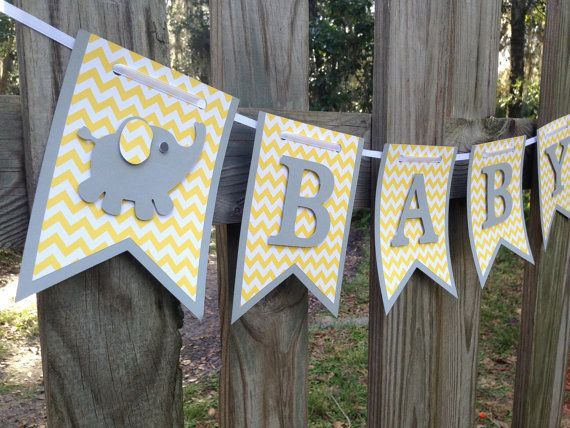 Yellow and Grey Baby Shower  Elephant Baby by SharingAPassionINC, $22.00