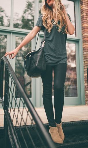 Love the tee and jeans with the booties.  Not too casual but far too adorable!