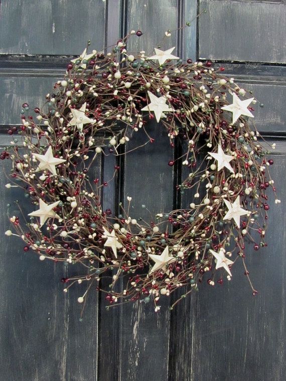 Primitive Christmas Front Door Wreath Pip Berry by Designawreath