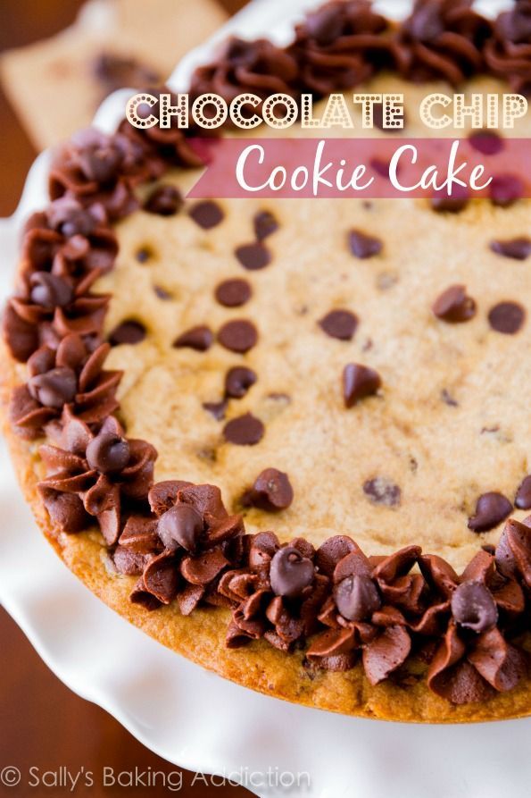 Soft, thick, and ultra chewy Chocolate Chip Cookie Cake! No dough chilling, no d