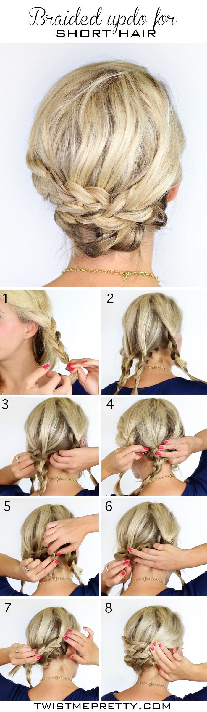 The blogger behind this pretty braided style says it’s for short hair, but I t