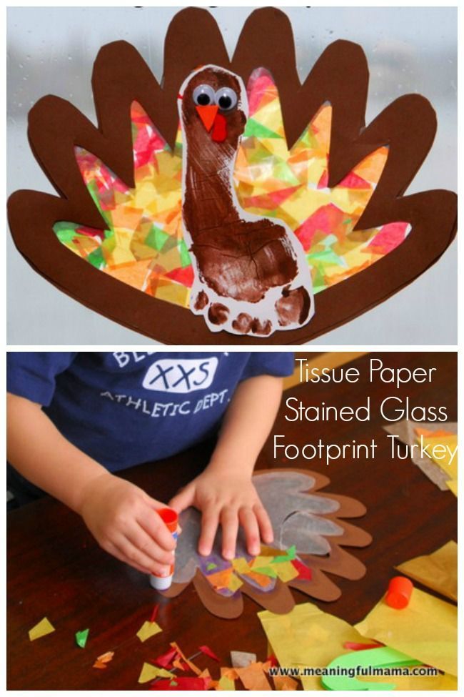 Tissue Paper Stained Glass Turkey Footprint