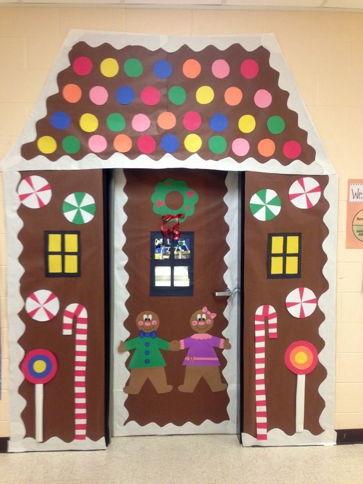 Classroom Door Decorations | Winter classroom door decoration -gingerbread house