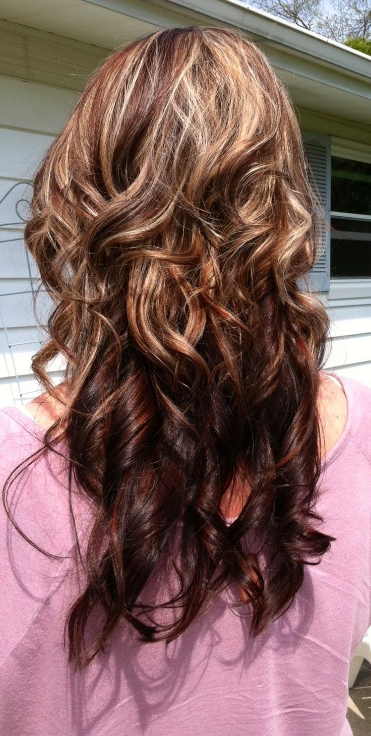 Dark Brown Hair with Caramel Highlights and Red Lowlights..Really considering do