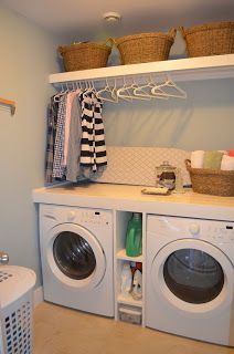 Fun Home Things: 10 Laundry Room Ideas. The counter atop the washer/dryer and sh