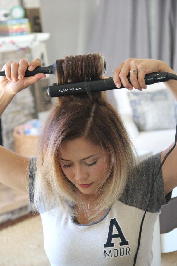 how to create volume with a flat iron and thermal brush this is a cool tip!!!