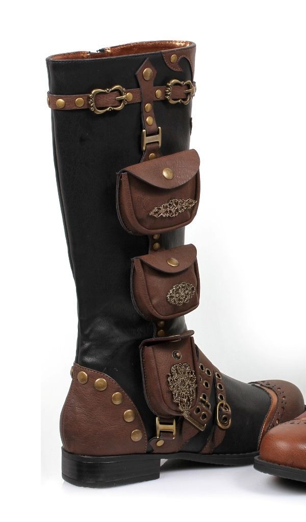 Ladies Steampunk Gypsy Boho Boots One Inch Heels