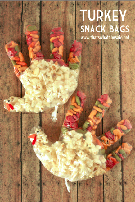 Turkey Thanksgiving Snack Bags Kids -Could use for Grandparents Day/Thanksgiving