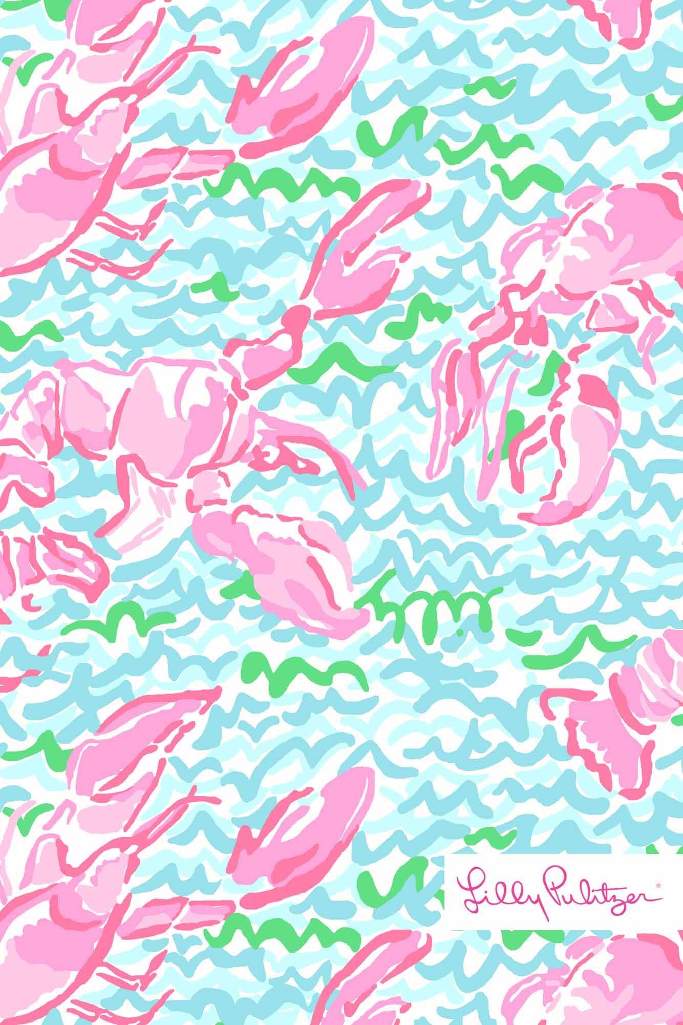 Lilly Pulitzer Summer Lobstah Roll Print iphone wallpaper
