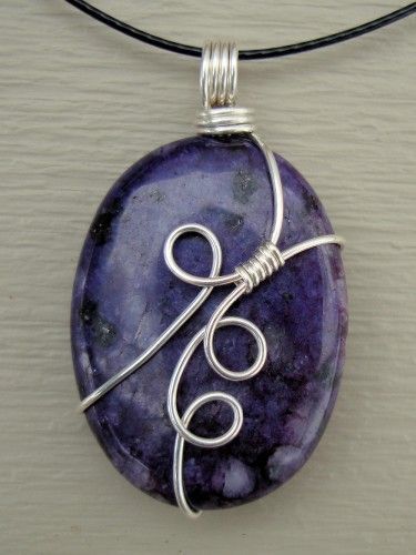Oval Purple Wire Necklace Pendant