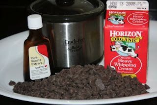 Chocolate fondue–1 1/2 cups chocol