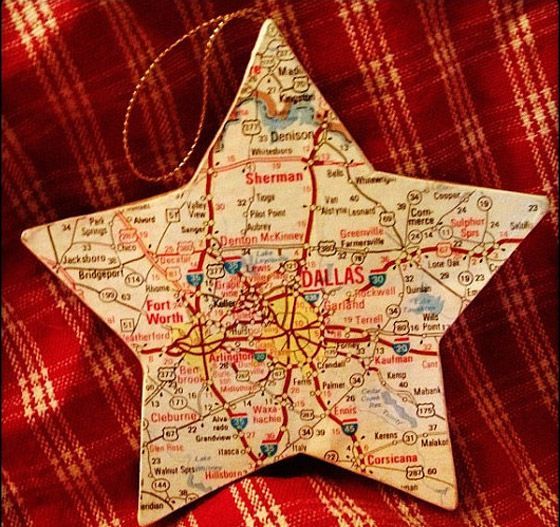 DIY Christmas ornament. Use a map o