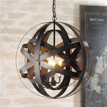 Double Metal Strap Globe Lantern –