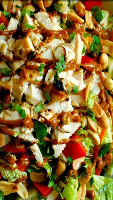 Thai Chicken Salad with Spicy Peanu