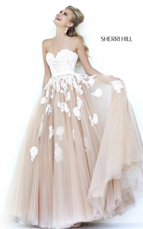 Ivory Nude Lace Prom Dress