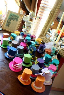 Alice in Wonderland Mad Tea Party Baby Shower – top hat fascinators: Alice in Wonderland Mad Tea Party Baby Shower The theme was everything Alice, but it had to be mad! Our shower journey began with