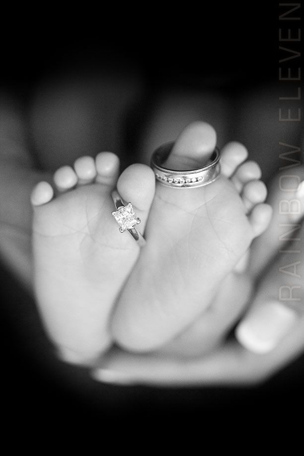 Babys feet with mommy and d