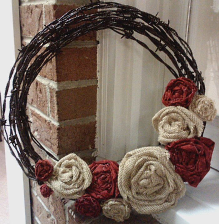 Barbed wire wreath with bur