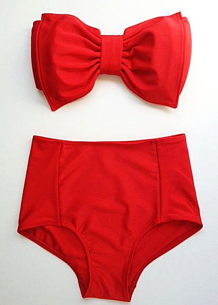 Cherry Red High Waisted Bikini , $135.00. Why is this so expensive?! Wouldve bought it in a