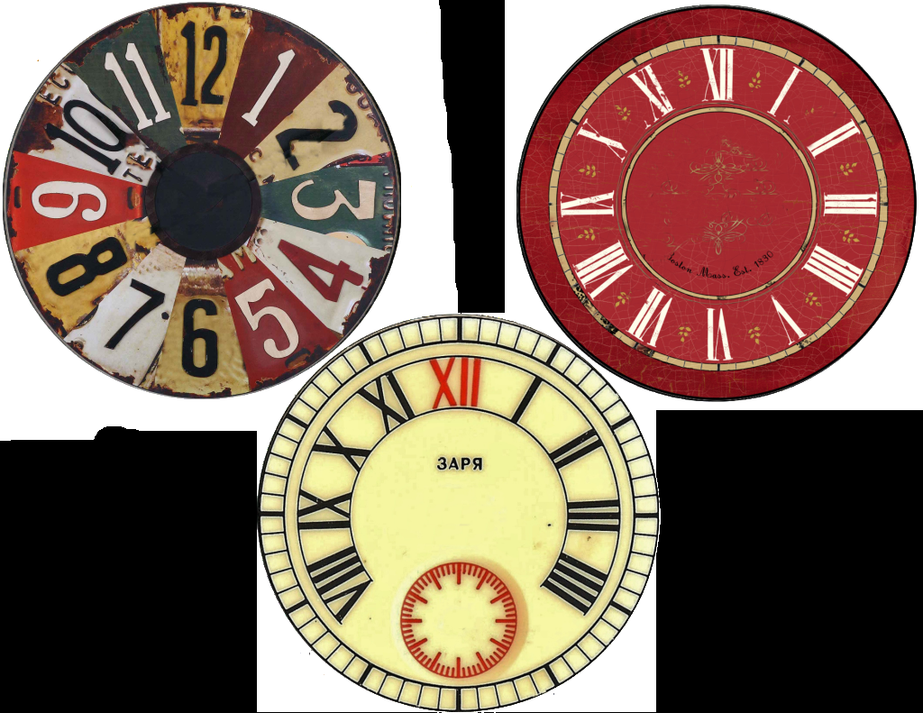 Clock face printables for cds.  I pinned something similar before, but the link is bust.  Boo.  But anyway, these are cd sized, 12 different designs, all cd sized and ready to print and mod