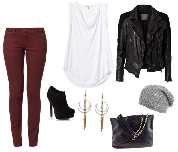 Edgy outfit Idea – wine col