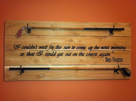 Golf Club Display with Customizable Golf Quote, Golfer Quotes, Valentines Day Gift, Man Cave Decor, Antique Golf Club Rack, Gifts for