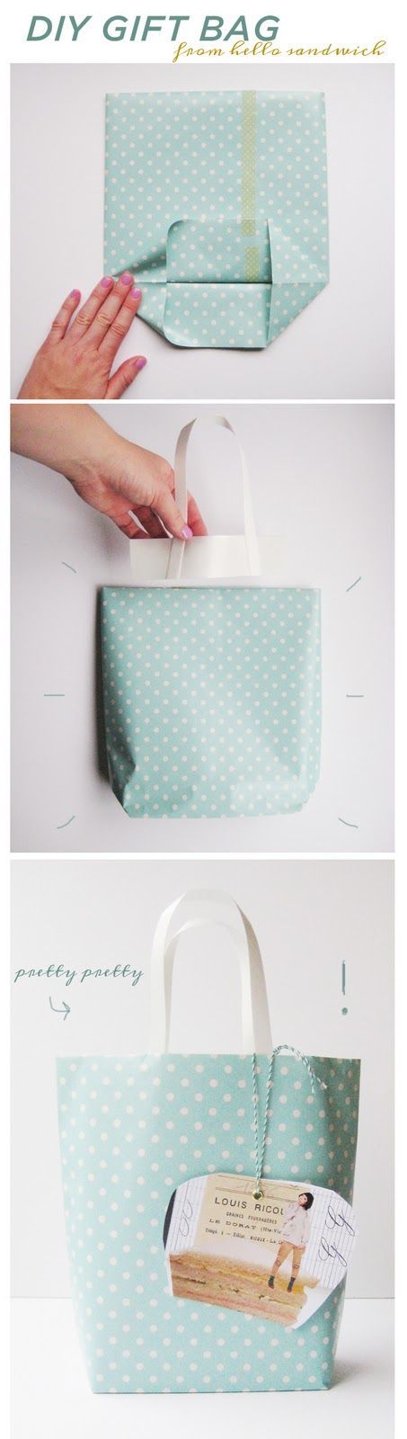Make gift bags using wrapping paper. Perfect for those oddly shaped