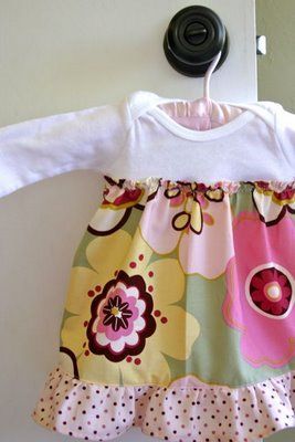 onesie dress! I think I might just have to try this – Easy and cute! Theyre also very convenient as there is no search for a matching bloomer and the dress doesnt ride up and let a fat baby