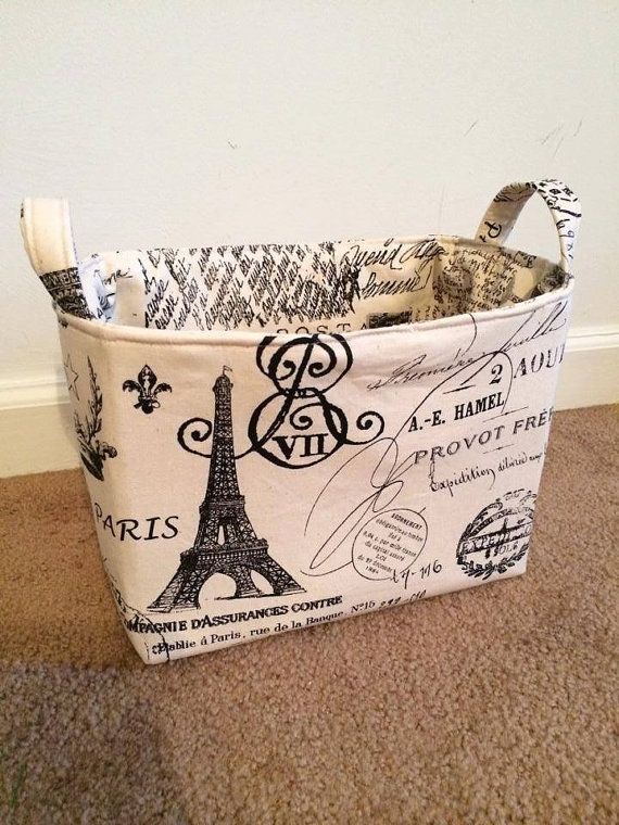 Paris themed Small Fabric Storage Basket von