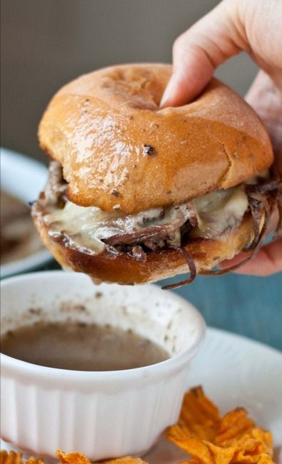 Slow Cooker Beef Brisket French Dip Sandwiches. This is going to