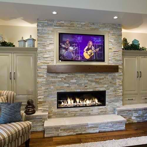 Stone Fireplace Ideas with Television Above | 20 Amazing TV Above Fireplace Design Ideas –