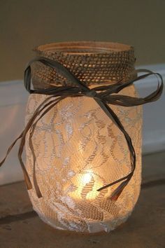 4 Country Rustic Wedding Mason Jar Candle by ECosmicCreations,