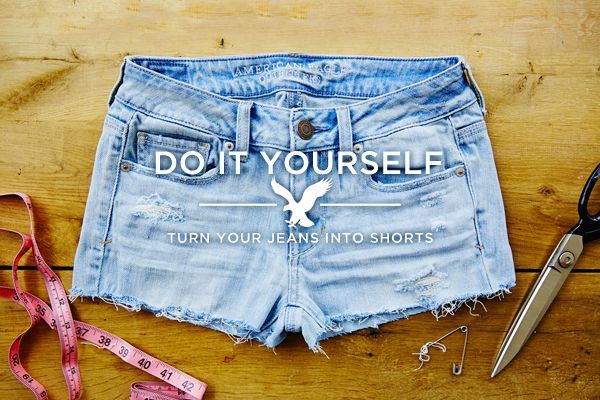 American Eagle teaches us how to turn our jeans into shorts!  I would buy jeans from Goodwill and give it a try.  Thatd give me tons of cheap summer