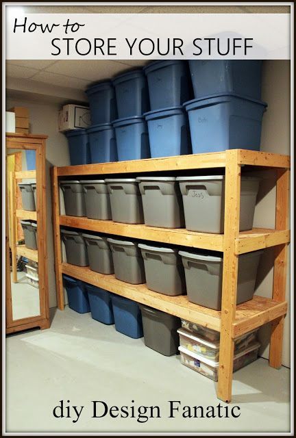 Build shelves in garage for