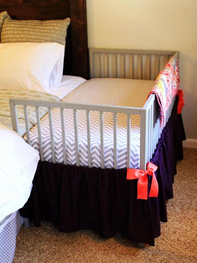 DIY Co-sleeper made from a $69.99 IKEA crib! I actually really like this one and it would last a LOT longer than those teeny tiny ones they make for newborns. Plus it gives the child “their own