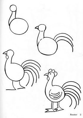 How to draw a rooster-I hav