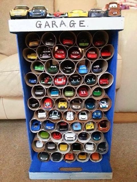 Make This Awesome Toy Car Garage with TP Rolls for Your Little