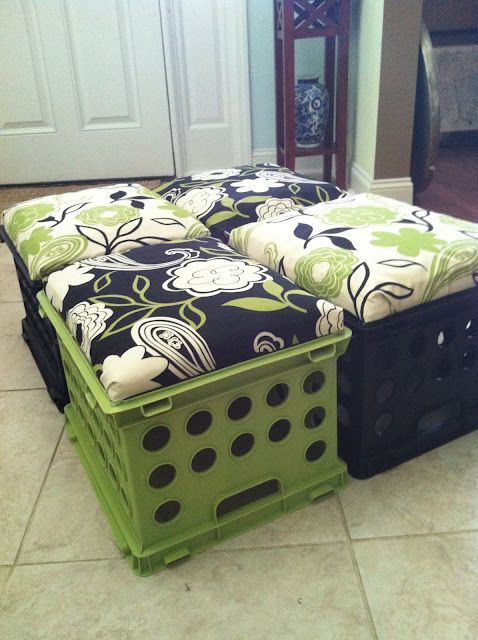 milk crate stools  these would be great for the boys room! Use as ottoman or extra