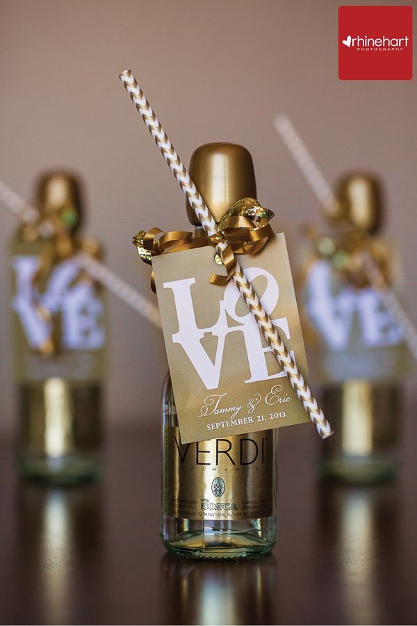 Mini champagne bottles with