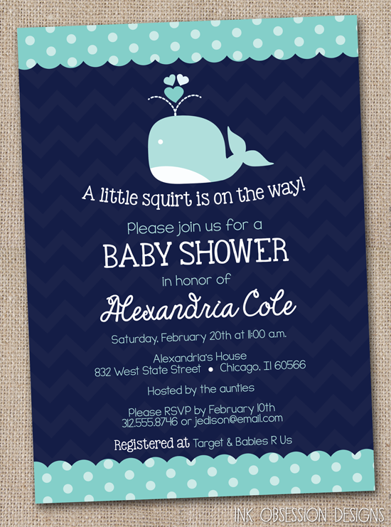 Navy Blue Whale Baby Shower