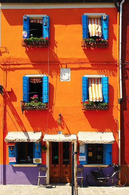 Orange house in *Burano, It