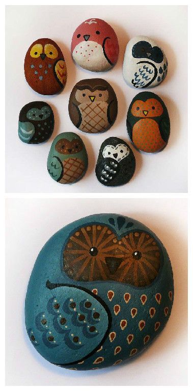 Painting Rocks…Owls in th