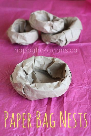 Paper Bag Bird Nest – easy add on for toddler bird crafts – Happy