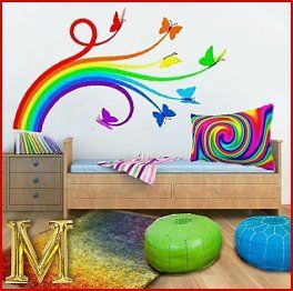 Rainbow Butterflies Wall Decal-rainbow bedrooms-decorating rainbow theme