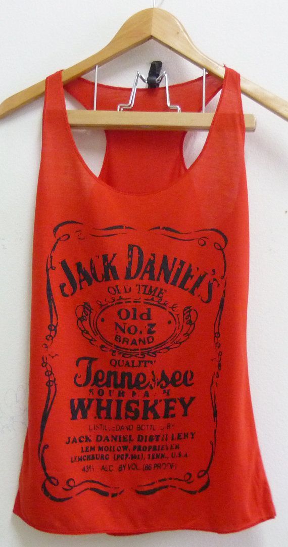 Red Jack Daniels whiskey sign Tank top size S/M by joArtwork,