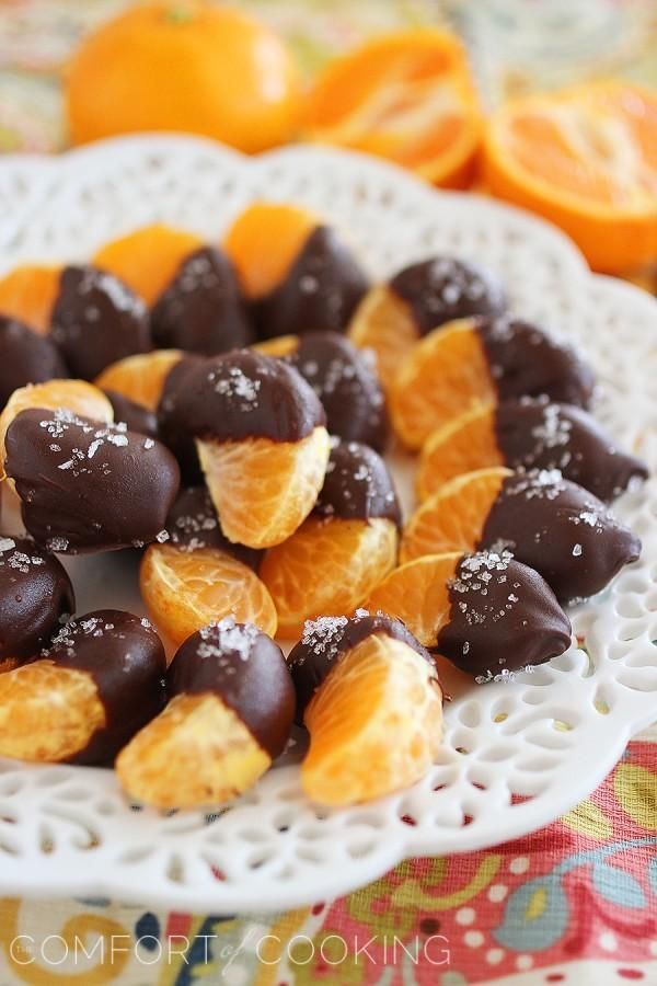The Comfort of Cooking  Chocolate Dipped Clementines with Sea Salt: Awesome–my goal is to ensure all our desserts involve fruit. This is